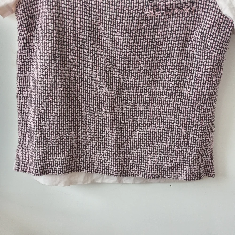 J.Crew XS Pink and Blue Tweed Front Cotton Back Tee